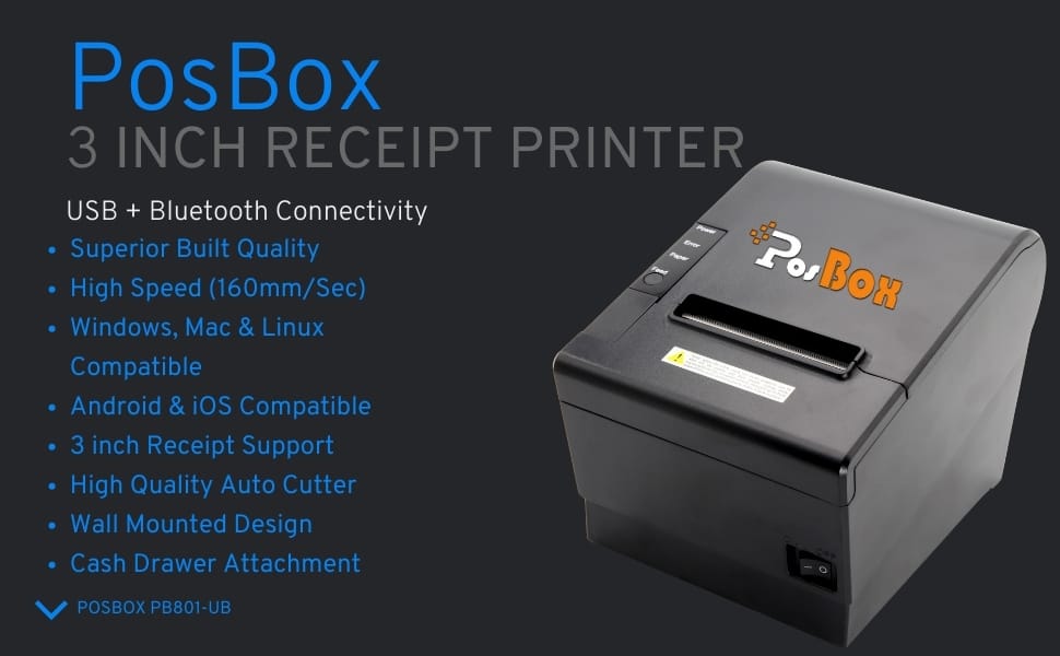 Description 3 inch POS Desktop Thermal Printer with Auto Cutter, Speed: 160mm / Sec, USB + Bluetooth Interface