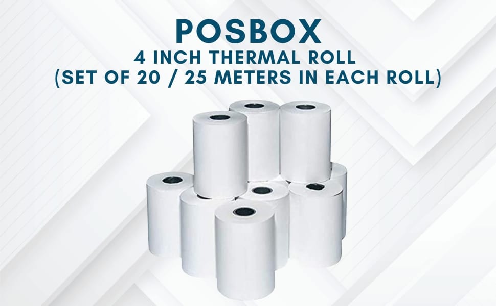 Description Thermal Paper rolls for 4 inch printers (Set of 20 rolls / 25 meter each)