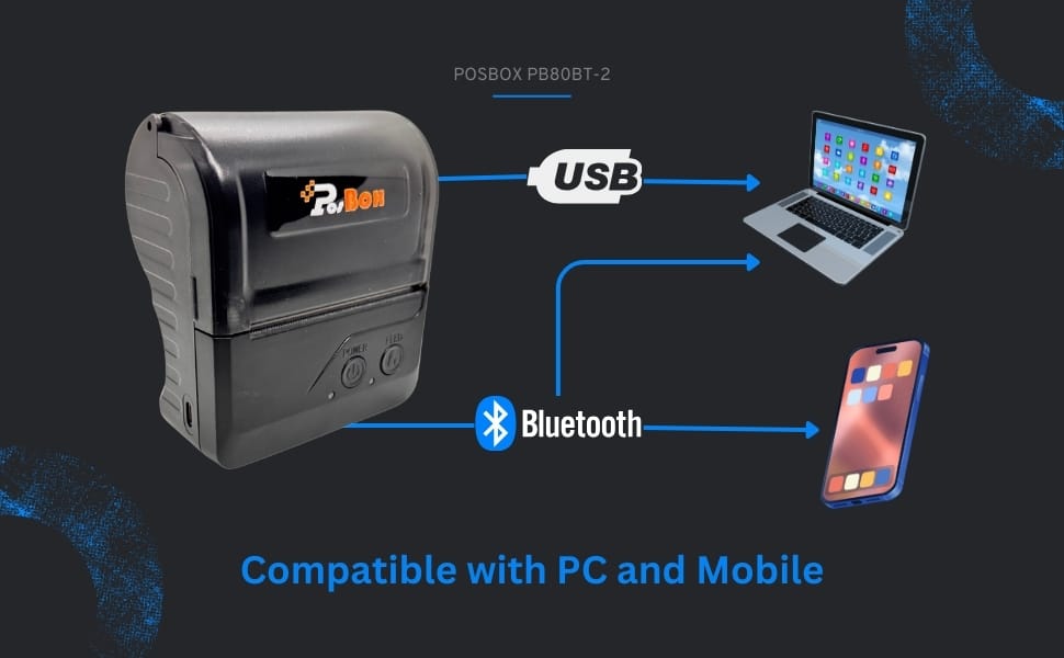Description 3 Inches Direct Thermal Wireless Printer USB + Bluetooth + 2600mah Rechargable Battery