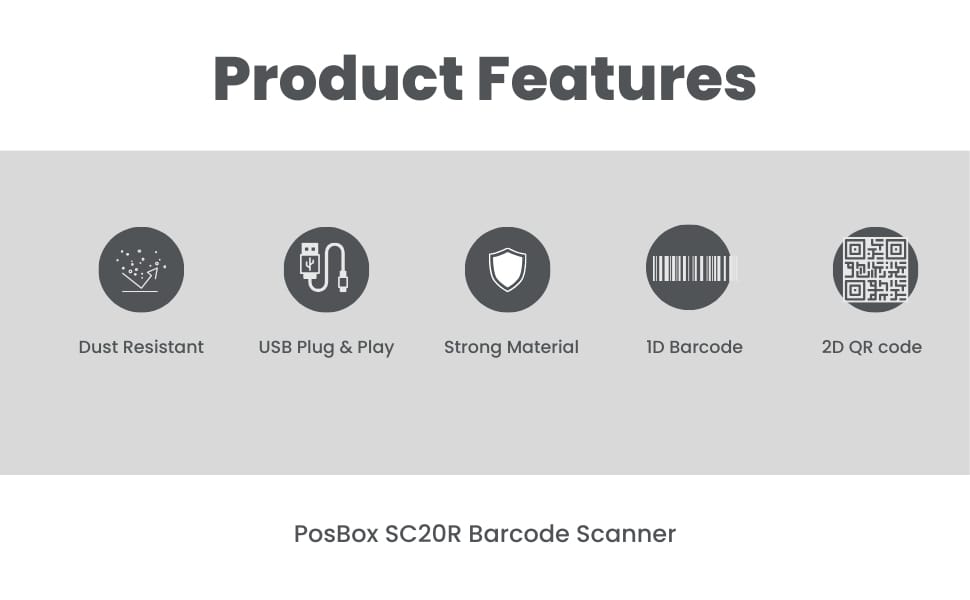 Description 1D + 2D Desktop Hands-Free Automatic Barcode Scanner for QR Code and Barcode Scan