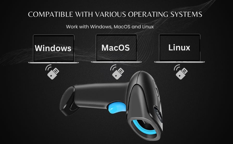Description 1D/2D/QR Code Plug and Play 2.4GHz Wirelss Barcode Scanner for Fast & High Speed Scanning