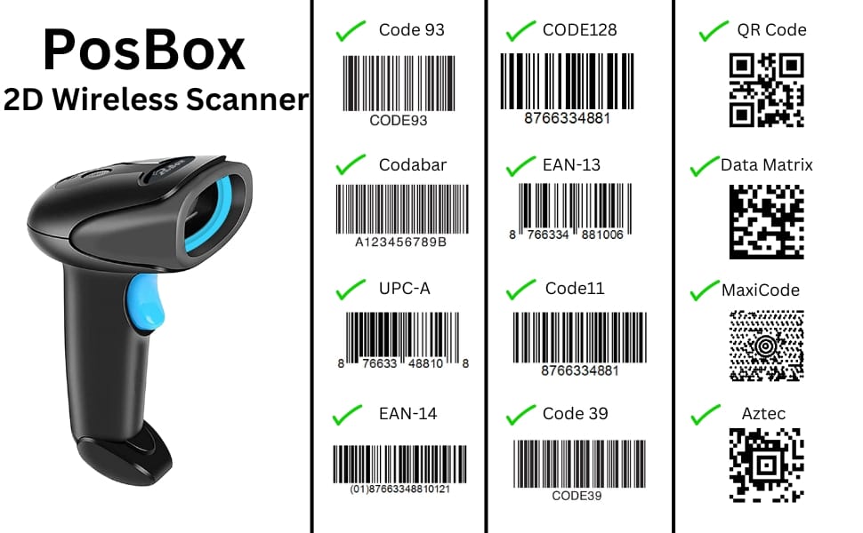 Description 1D/2D/QR Code Plug and Play 2.4GHz Wirelss Barcode Scanner for Fast & High Speed Scanning