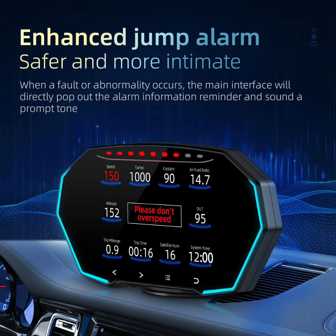Description Modern design HUD F11 car HUD display OBD2 + GPS multi-interface smart gauge
