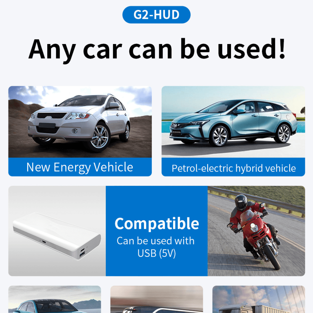 Description G2 HUD Head Up Display Multi-function Display HD Brightness Auto-sensitive Black
