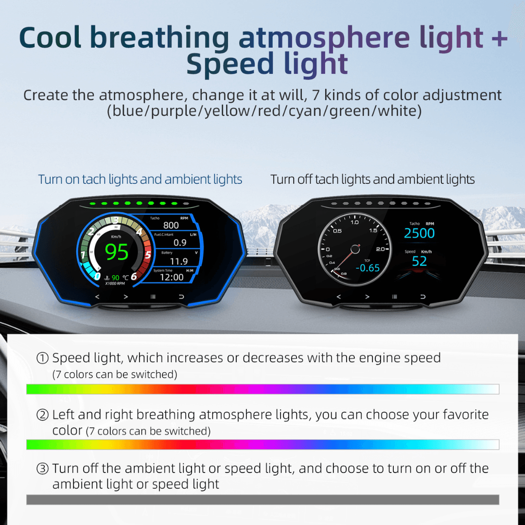 Description Modern design HUD F11 car HUD display OBD2 + GPS multi-interface smart gauge