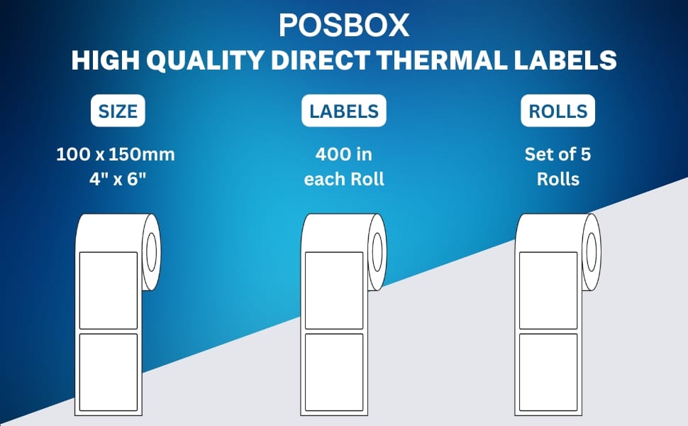 Description Thermal labels 4 inch x 6 Inch (400 labels) Set of 5