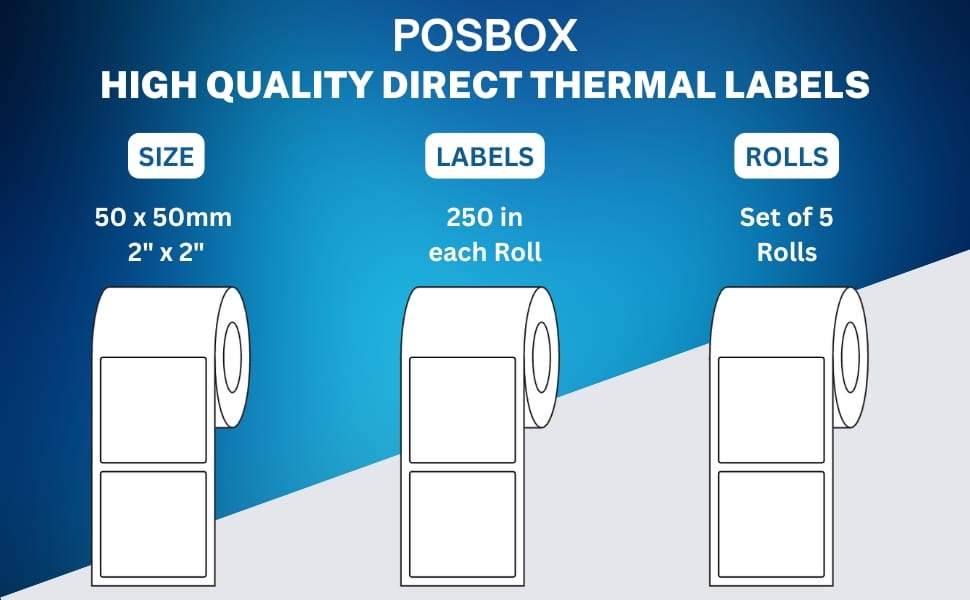 Description Thermal labels 2 inch x 2 Inch (250 labels) Set of 5