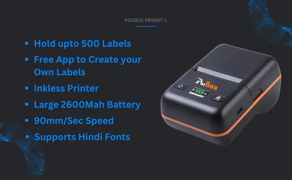 Description 2 inch Portable Label + Receipt Thermal Printer with 2600mah Battery