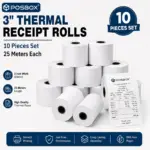 Thermal Paper rolls for 3 inch printers (Set of 10 rolls / 25 meter each)