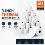 Thermal Paper rolls for 3 inch printers (Set of 50 rolls / 25 meter each)