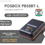 2 inch Portable Label + Receipt Thermal Printer with 2600mah Battery