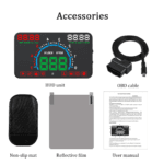 E350 5.8″ Car HUD Head Up Display Speedometers Gauge Dashboard Projector Overspeed Fuel Warning Fault Code Detect/Clean Via OBD2
