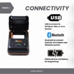 2 inch Portable Label + Receipt Thermal Printer with 2600mah Battery