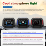 Car Head Up Display P21 with Ambient Light, Slope Meter, Display of Vehicle Speed, Driving Distance, Universal for All Cars