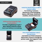 2 inch Portable Label + Receipt Thermal Printer with 2600mah Battery