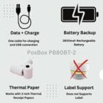 3 Inches Direct Thermal Wireless Printer USB + Bluetooth + 2600mah Rechargable Battery
