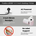 Description 2 inch Direct Thermal Receipt Printer USB + Bluetooth (No Battery Backup)