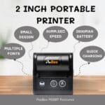2 inch USB + Bluetooth Portable Receipt Printer with 2600mah Battery