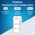 Thermal labels 3 inch x 2 Inch (1000 labels) Set of 5"