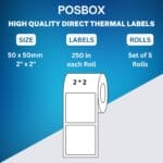 Thermal labels 2 inch x 2 Inch (250 labels) Set of 5