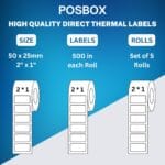 Thermal labels 2 inch x 1 Inch (500 labels) Set of 5"