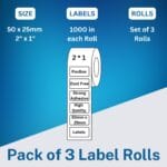 Thermal labels 2 inch x 1 Inch (1000 labels) Set of 3