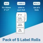Thermal labels 3 inch x 2 Inch (1000 labels) Set of 5"
