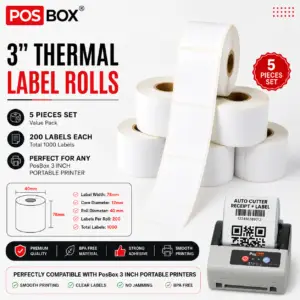Thermal labels 3 inch x 2 Inch (200 labels) Set of 5