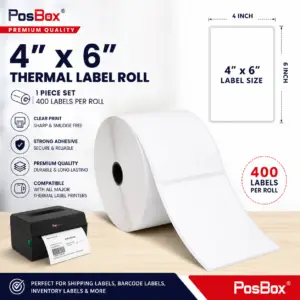 Thermal labels 4 inch x 6 Inch (400 labels) Set of 1