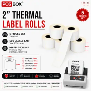 Thermal labels 2 inch x 1 Inch (500 labels) Set of 5