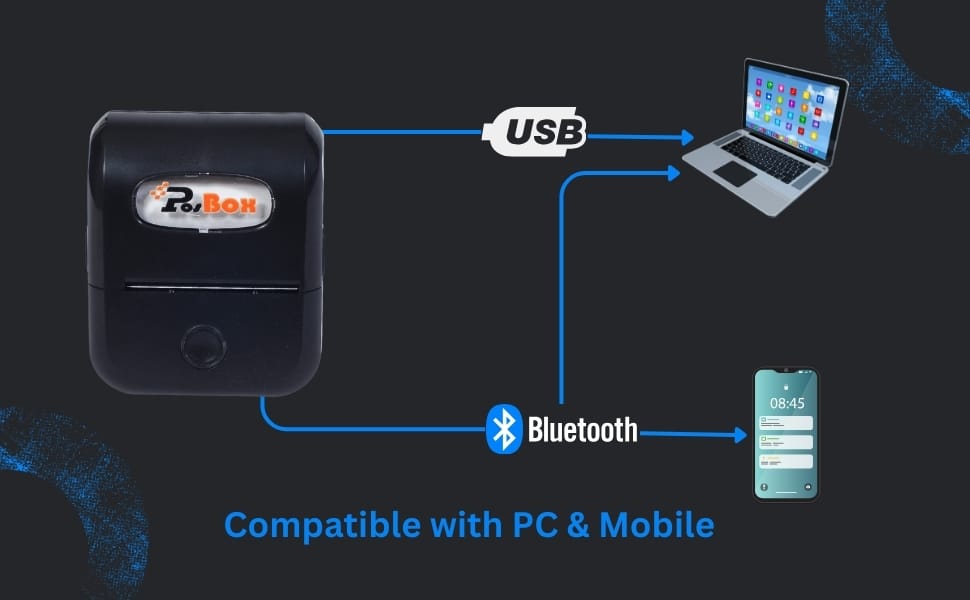 2 inch USB + Bluetooth Portable Receipt Printer with 2600mah Battery
