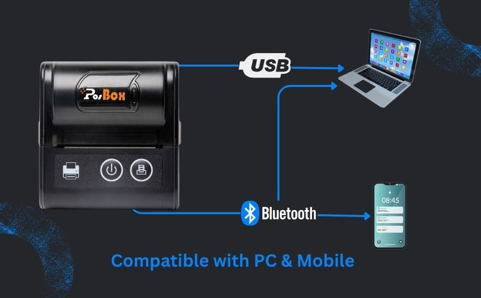 2 inch USB + Bluetooth Portable Receipt Printer with 4500mah Battery