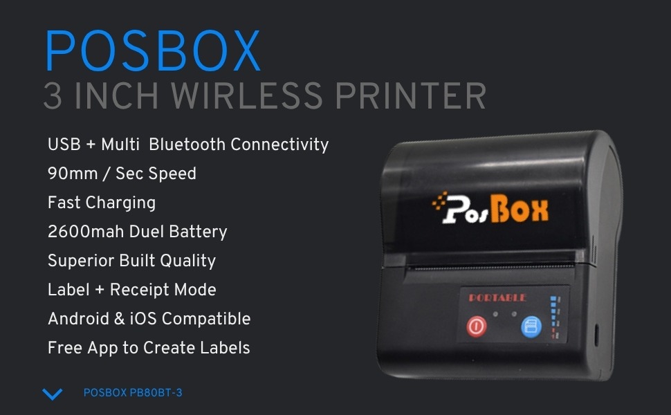 3 Inch 2 in 1 Label + Receipt Printer with USB and Bluetooth for Billing and Labels 