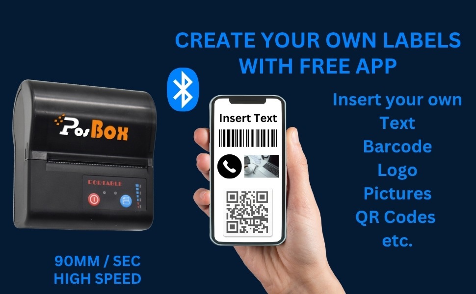 3 Inch 2 in 1 Label + Receipt Printer with USB and Bluetooth for Billing and Labels 