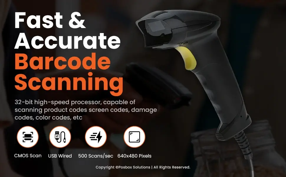 1D/2D/QR Code USB Scanner for Fast & High Speed 