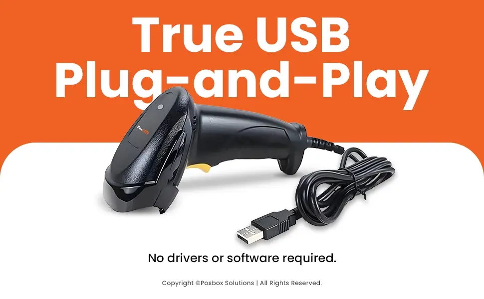 1D Barcode USB Scanner Handheld Wired 