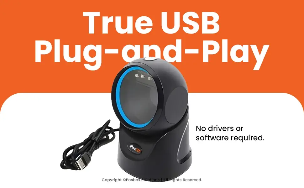 1D + 2D Desktop Hands-Free Automatic Barcode Scanner