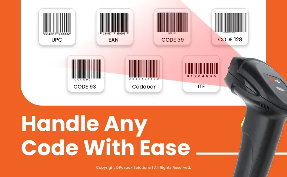1D Barcode USB Scanner Handheld Wired 