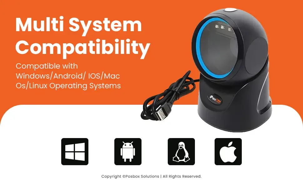 1D + 2D Desktop Hands-Free Automatic Barcode Scanner