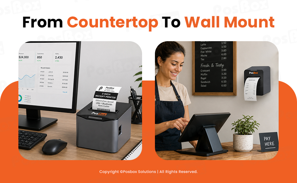 3 inch POS Desktop Thermal Printer with Auto Cutter, Speed: 220mm / Sec, USB + Bluetooth Interface