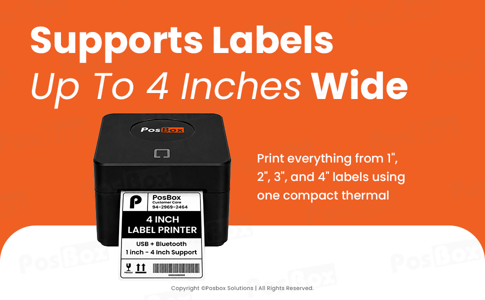 4 Inch Direct Thermal Barcode Label Printer with Auto Calibration USB + Bluetooth Interface