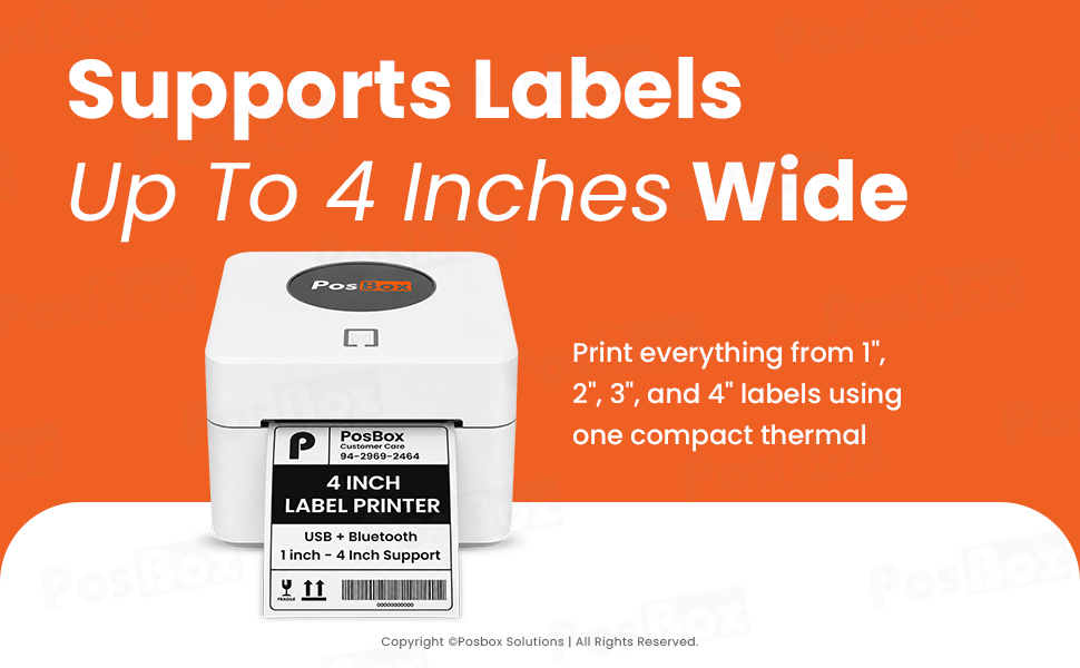 4 Inch Direct Thermal Barcode Label Printer with Auto Calibration USB + Bluetooth Interface
