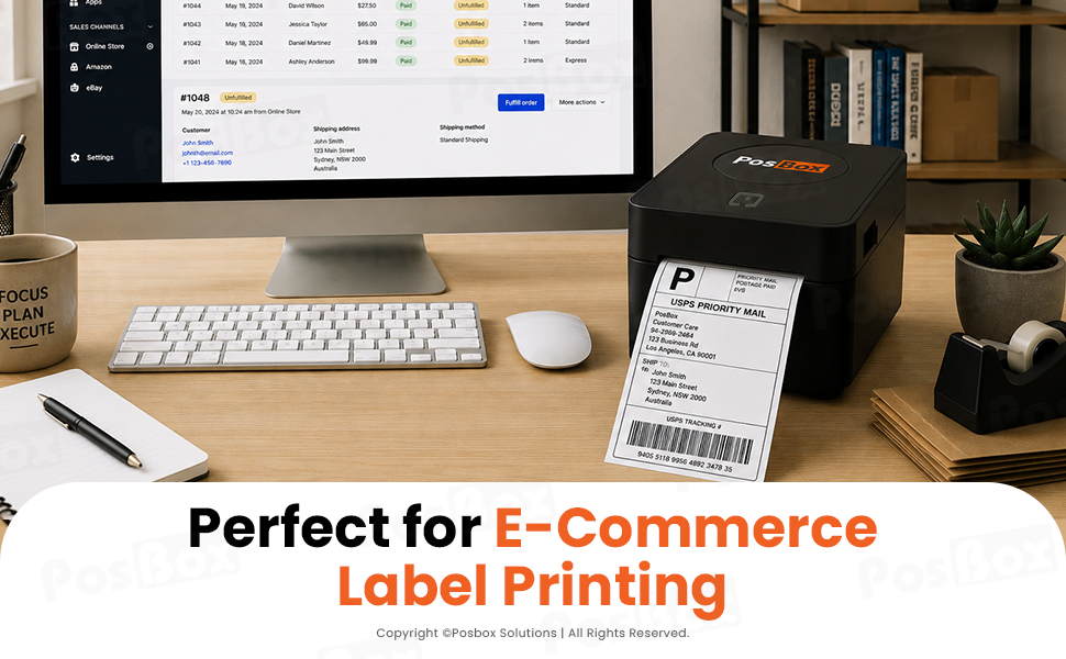 4 Inch Direct Thermal Barcode Label Printer with Auto Calibration USB + Bluetooth Interface