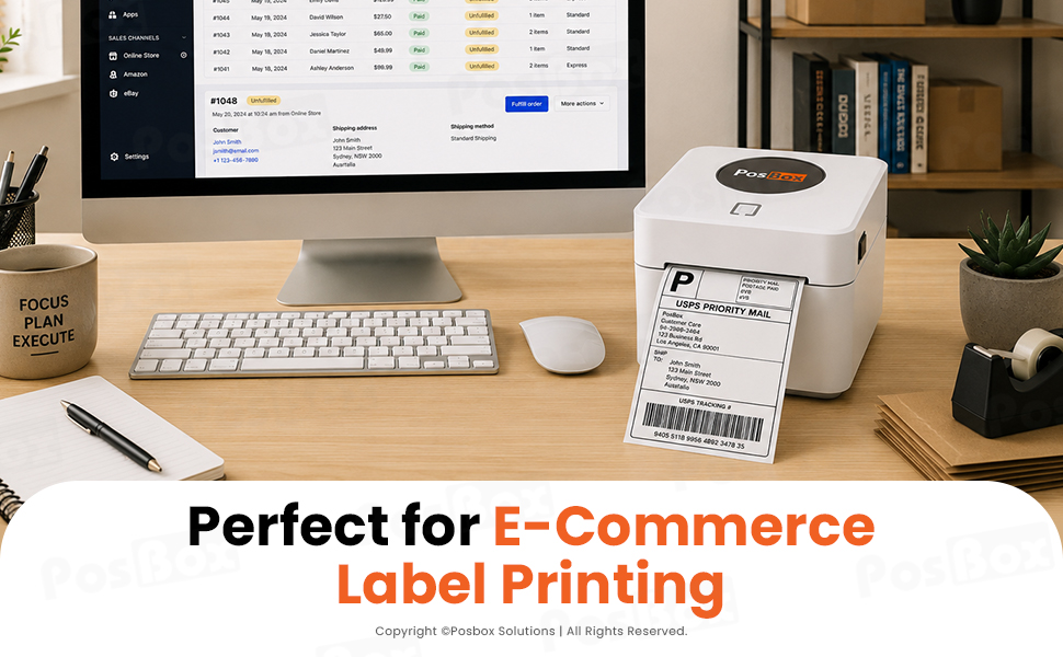 4 Inch Direct Thermal Barcode Label Printer with Auto Calibration USB + Bluetooth Interface